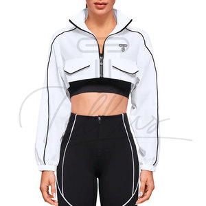 Wholesale Custom Logo Women's Cropped Bomber <b>Jacket</b> <b>Short</b> Canvas for Autumn/Winter Outdoor Fashion - Product Image 5