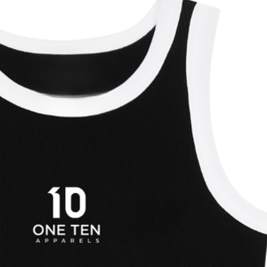 Custom Women's Black Ribbed Tank Top with <b>White</b> Contrast Trim Premium Cotton Sleeveless Casual Summer <b>Vest</b> OEM ODM Wholesale <b>Man</b> - Product Image 5