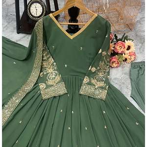 Vestidos de Noche de Diseñador, Elegante Vestido Anarkali con Pantalón y Dupatta para Fiestas - Product Image 2
