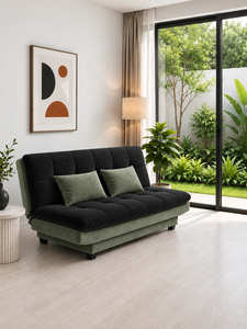 Sofá Cama Convertible Negro con Respaldo Acolchado para Sala de Estar, Apartamento, Hotel, Casa, Villa, Oficina, Fabricante de Sofás, Tela Personalizada - Product Image 3