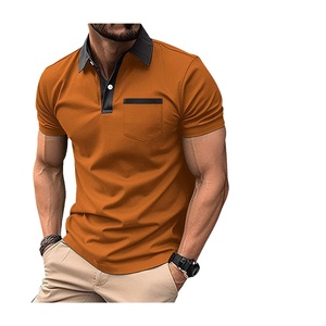 Chemises décontractées pour hommes, col en V, 100% coton, color block, avec poche, personnalisables, écologiques, respirantes, vente en gros - Product Image 2