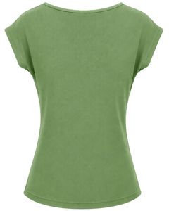 Customized Light Green <b>Women</b> Flower Neck T Shirt Casual Short Sleeve Summer Blouse Soft Breathable Fashion Daily Wear <b>Top</b> - Product Image 2