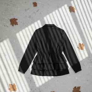 Chaqueta de Mujer Jack and Jill con Peplum, Cierre Frontal con Cremallera, Estilo Casual, Dobladillo con Volantes, Abrigo Elegante para Mujer - Product Image 3