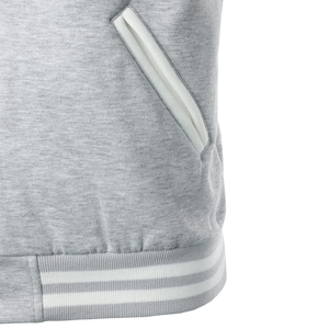 Blouson Bomber Varsity Homme Blanc Gris Clair avec Col et Poignets Côtelés, Fermeture Boutonnée, Vêtement de Sport Décontracté Imperméable - White Bird Express - Product Image 5