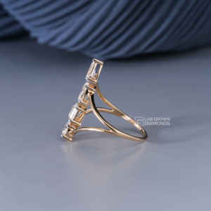 แหวนมอยส์ซาไนต์ทรงรีรูปหยดน้ำประดับมรกตทองคำขาว 14K สำหรับผู้หญิง หรูหรา น้ำหนักรวม 1.53 กะรัต น้ำหนัก 2.59 กรัม เครื่องประดับชั้นดี - Product Image 4