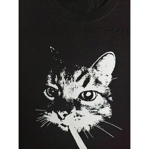 New Street Smoking <b>Cat</b> Retro Printed Crewneck <b>T</b>-shirt Women Fashion Short Sleeves Funny <b>Cat</b> Tops Women Clothing - Product Image 2