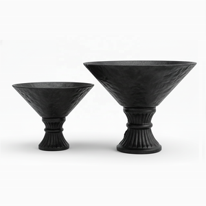 Cuenco Decorativo de Aluminio Martillado de Lujo, Ecológico, Tamaño Personalizable, Jarrón de Pedestal Clásico Americano, Cromado, para Mesa - Product Image 3