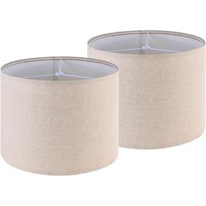 Set of 2 Medium Oatmeal Linen <b>Drum</b> <b>Lamp</b> <b>Shades</b> 13\" Top X 13\" Bottom X 10\" High with Spider for Home Decor - Product Image 1