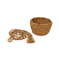 Panier suspendu en jonc de mer écologique fait main avec support en macramé de jute et pompon – Vente en gros