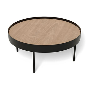 Nueva Mesa Auxiliar Decorativa de Metal con Acabado Negro, Mesa de Centro con Tapa de Madera para Decoración del Hogar y Sala de Estar - Product Image 1