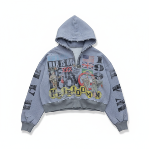 Custom 2026 New Arrival Streetwear Original Design custom printed logo men Hoodie <b>Drop</b>-Shoulder Oversized Cropped Hoodie - Product Image 2