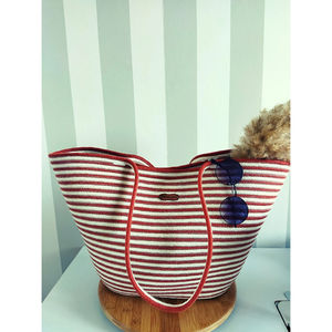Sac fourre-tout en crochet fait main bleu et blanc en coton, sac à bandoulière grande capacité, doux, entièrement doublé, pour l'été, la plage ou le marché, avec corde blanche - Product Image 2