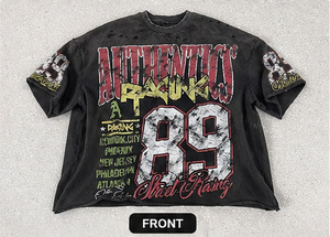 Custom Oversized Vintage Washed Graphic T-<b>Shirt</b> Men Streetwear Heavyweight 100% Cotton Front Distressed <b>Y2K</b> Boxy Fit Retro Tee - Product Image 2