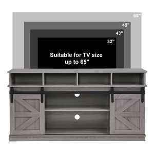 <b>Adjustable</b> Modern Farmhouse Wood TV Stand Sliding Barn Door Entertainment Center Storage Cabinet <b>Table</b> for Living Room Sh-Styled - Product Image 5
