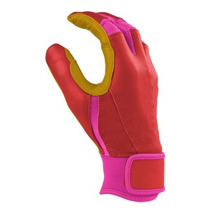 Gants d'entraînement en microfibre rouge avec paume rembourrée, fermeture auto-agrippante, unisexe, adulte, ambidextres - Product Image 2
