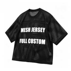 Camiseta de Fútbol Negra de Malla con Cuello Redondo, Unisex, Corte Holgado, Manga Corta, Transpirable, para Todas las Temporadas, Ropa para Adultos - Product Image 6