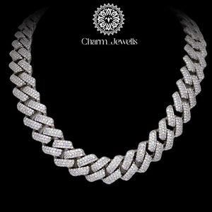 Charm Jewells Moissanite Brilliant Cut Hip Hop IGI Certified <b>Statement</b> <b>Necklace</b> 925 Silver 14K Gold Plated Link Chain Luxury - Product Image 1