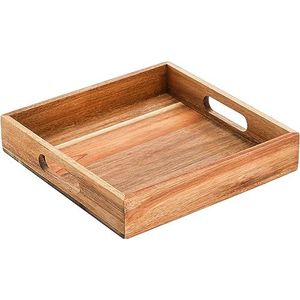 ถาดเสิร์ฟไม้ทรงสี่เหลี่ยมผืนผ้า H a CRAFT HAC-625 พร้อมหูจับ ดีไซน์ทันสมัย สำหรับอาหารเช้าและชา - Product Image 3