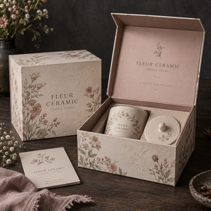 กล่องบรรจุภัณฑ์แบบแม่เหล็กทรงหนังสือสำหรับเทียนหอม FLEUR แบบสั่งทำพิเศษ - Product Image 1