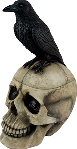 Décoration d'Halloween Corbeau sur Crâne, Ornement Métallique Fait Main pour Fête Intérieure, Usage Adulte - Product Image 1