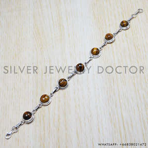 925 <b>Sterling</b> <b>Silver</b> Tiger Eye Gemstone <b>Bracelet</b> Handmade Jewelry Elegant Design For Men And <b>Women</b> Bulk Wholesale Jewelry - Product Image 3