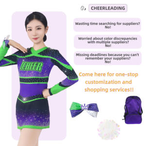 Ensemble d'uniformes de cheerleading personnalisés pour femmes, haut à manches longues, jupe, tissu en spandex/polyester 300g, OEM uni - Product Image 2