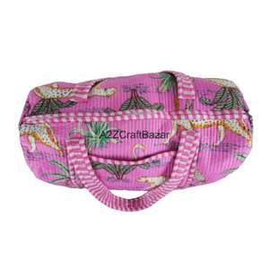 Bolsa de lona acolchada vintage hecha a mano para mujer, grande, de algodón, para fin de semana, viajes, compras, con cremallera, de color sólido, para playa, primavera, invierno - Product Image 4