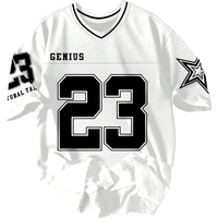 Jersey Pria Premium Bahan Mesh Polyester/Katun, Cetak Sublimasi, Anti-Bakteri, Bernapas, Ringan, Lengan Pendek, Kerah V Depan