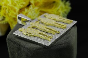 Pendentif personnalisé de luxe en moissanite certifiée avec logo et initiales, bicolore en argent 925, bijoux hip-hop pour rappeur - Product Image 6