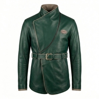 Manteau Trench Safari Personnalisé Darkry en Cuir Véritable Vert Émeraude pour Homme, Veste Enveloppante Ceinturée, Vêtement d'extérieur – Vente en Gros Direct Usine