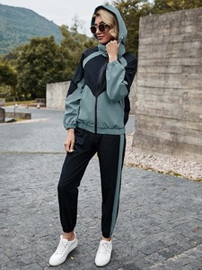 Conjunto deportivo para mujer, corte ajustado, tela de algodón y poliéster, con cremallera, para correr, gimnasio, entrenamiento, fitness. - Product Image 3