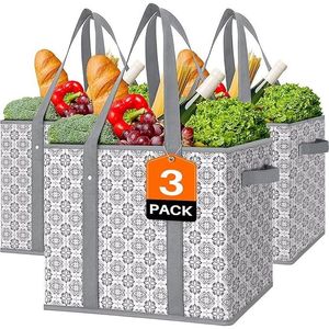 Set di 3 Grandi Borse Riutilizzabili Impermeabili per la Spesa, Design Pieghevole per Vestiti, Scarpe e Shopping - Product Image 1