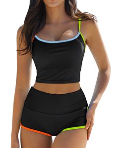 Ensemble de bikini crop top à fines bretelles pour femme, maillot de bain taille haute, logo personnalisé OEM - Product Image 4