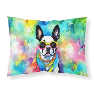 Boston Terrier Hippie Dawg oeuvre décorative Standard taie d'oreiller légère Super douce facile d'entretien housse de coussin - Product Image 1