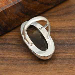 Bague en topaze fumée, argent sterling 925, bijou artisanal, topaze naturelle, cadeau de nouvel an pour femme - Product Image 5