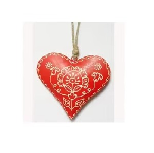 Elegante Adorno Metálico Colgante con Forma de Corazón para Decoración Festiva con Temática Navideña - Product Image 1
