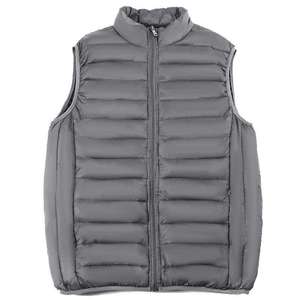 Custom Packable Men Puffer Vest Ultra Light Stand Collar Sleeveless Winter Jacket Grey Casual Bubble <b>Gilet</b> Wholesale Bulk - Product Image 1