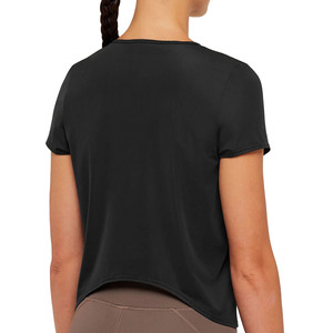 Camiseta informal de manga corta para mujer, cuello redondo, corte regular, tejido de punto, transpirable, de secado rápido, para uso diario, ajuste relajado, transpirable - Product Image 2