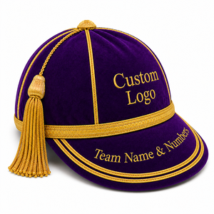 Custom Embroidered Velvet Honours Cap <b>Purple</b> Gold Tassel Hand Embroidery Unisex Casual Rugby Style Adjustable Graduation <b>Hat</b> - Product Image 1
