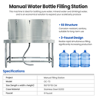 Machine de remplissage d'eau en bouteille manuelle et semi-automatique de 5 gallons à trois robinets, Station de remplissage d'eau manuelle