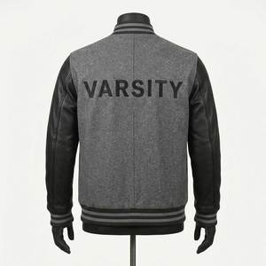Chaquetas Letterman Personalizadas OEM con Parche de Chenille, Chaqueta Varsity Clásica para Hombre, Cuerpo de Lana, Mangas de Cuero, Logotipo Personalizado - Product Image 2