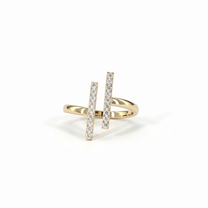 Bague de fiançailles LEEBA JEWELS pour femme avec diamants de laboratoire pavés parallèlement - Or 9k 14k 18k - Product Image 5