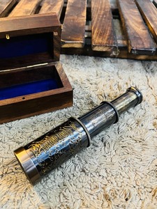 Telescopios Negros de Latón Antiguo con Caja de Madera de Estilo Antiguo, Telescopios Hechos a Mano en Venta por Exportadores - Product Image 2