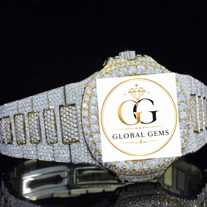 Premium Quality Luxurious Antique Green Sapphire Dial <b>Automatic</b> Movement VVS Moissanite Diamond Watch Available for Best Price - Product Image 3