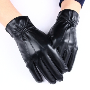 Gants en cuir longs jusqu'aux poignets, thermiques, non doublés, style uni, pour l'hiver, utilisation quotidienne - Product Image 1
