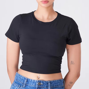 Camiseta Corta Ligera de Alta Calidad para Mujer, Nailon/Algodón, Transpirable, para Todas las Temporadas, Logotipo Personalizado, Venta Caliente, Tendencia - Product Image 6