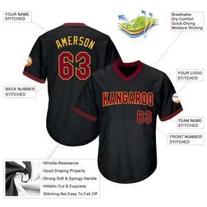 Maillot de baseball personnalisé sur mesure, uniforme d'équipe, nom et numéro du joueur personnalisés, col en V, manches courtes, OEM, marque privée - Product Image 4