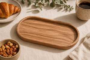 High Demand Stocked Natural Mango Wood Japandi Design Rectangle Shape Durable Decorative Serving <b>Tray</b> for Coffee Table Kitchen - Product Image 2