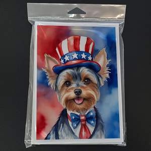 Yorkshire Terrier patriotique américain lunatique A7 taille 5x7 cartes vierges Pack 8 avec enveloppes pour les salutations - Product Image 3