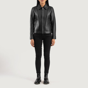 Vestes en cuir véritable pour femmes, col classique noir, haute qualité, style motard et bomber, vente en gros, personnalisables (logo, couleurs, OEM) - Collection 2026 - Product Image 5